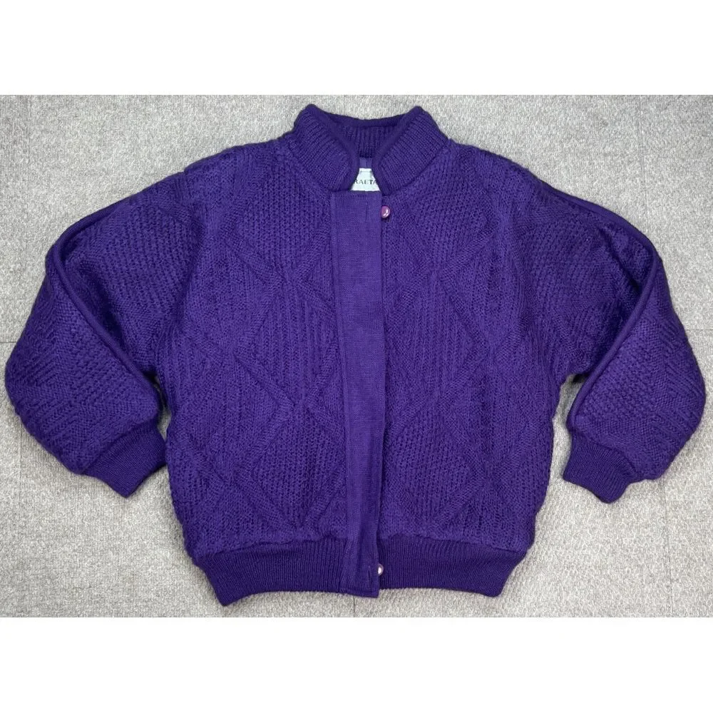 Braetan‎ Vintage Women's Purple Full Zip Long Sleeve Sweater Jacket Size Medium