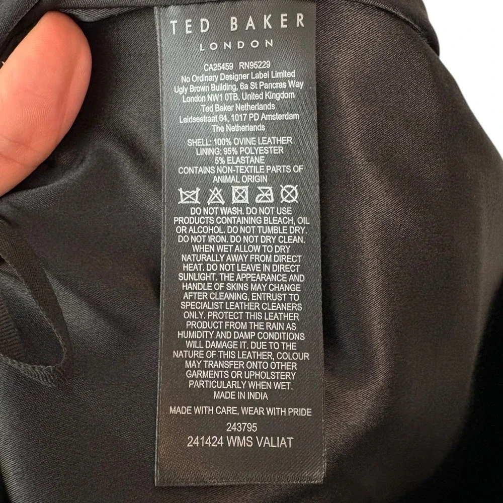 Ted‎ Baker London Valiat Black Ovine Leather Mini Skirt Size 2 US 6