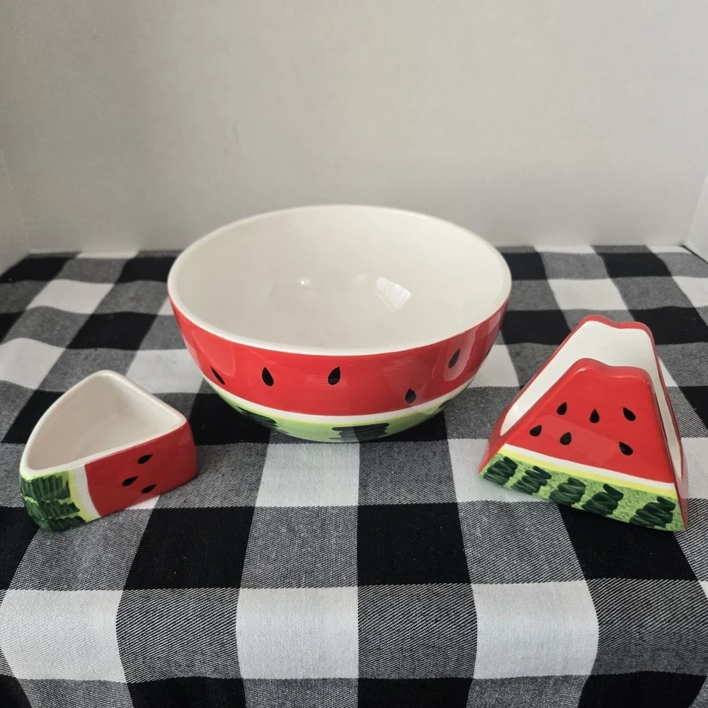 Darmaw Watermelon Themed lot 1 Bowl, 1 Napkin Holder, 1 Trinket Holder