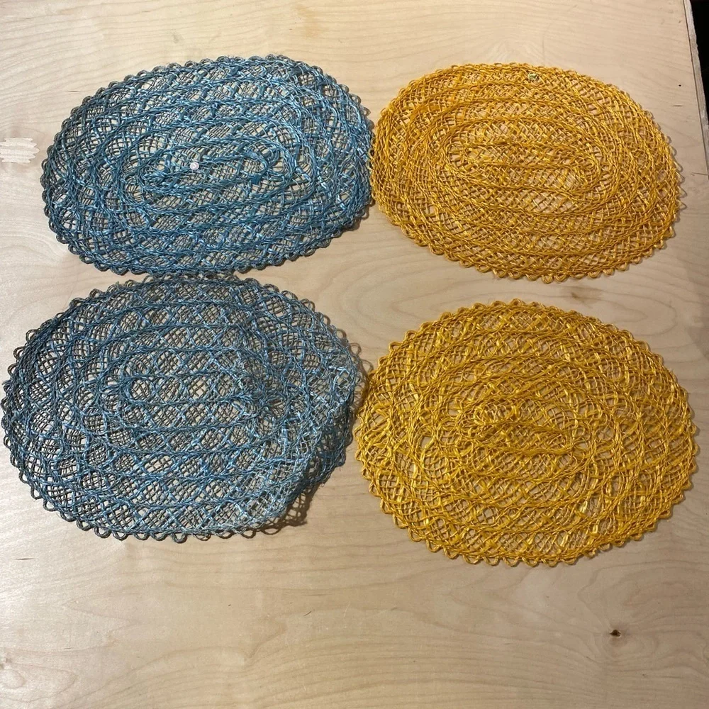 Blue and Yellow Woven Placemats Set of 4 (NE)