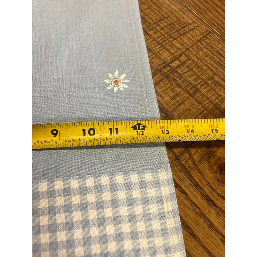 Blue Gingham Daisy Table Runner Farmhouse Country Cottage Shabby Chic 53x13 Spri