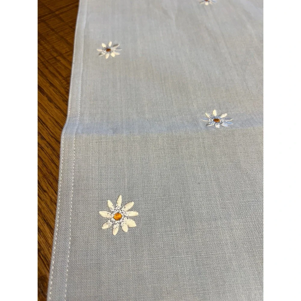 Blue Gingham Daisy Table Runner Farmhouse Country Cottage Shabby Chic 53x13 Spri