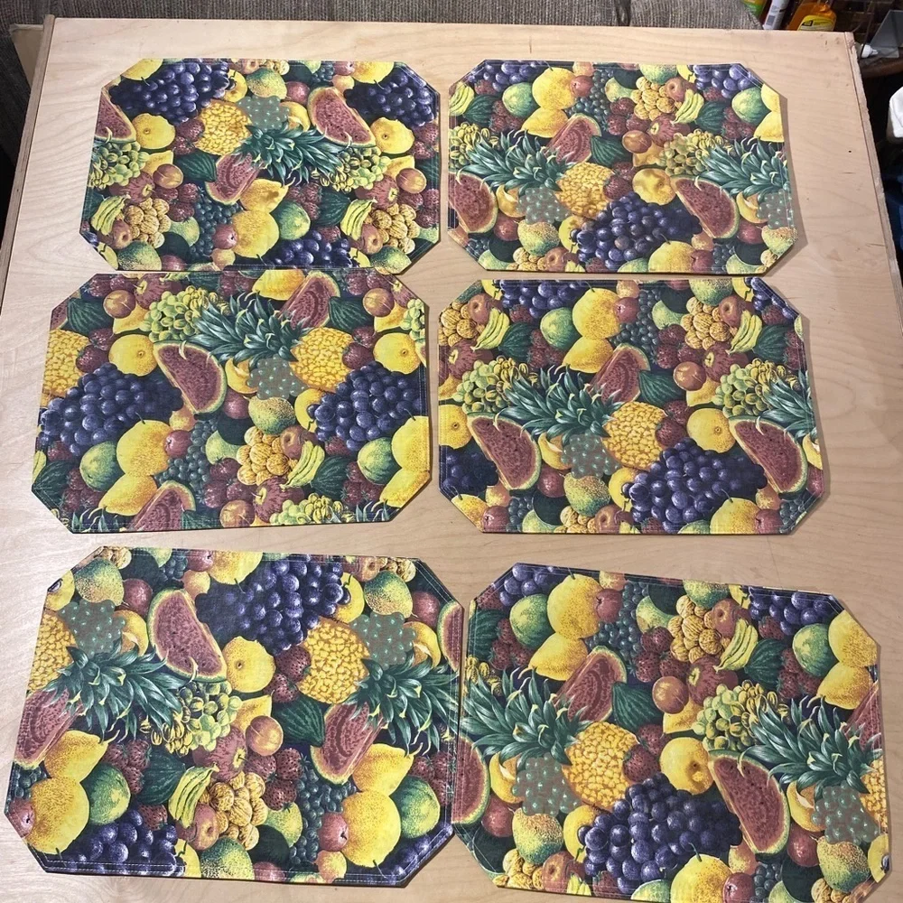 Bundle of 6 Fruit Pattern Placemats Set (NE)