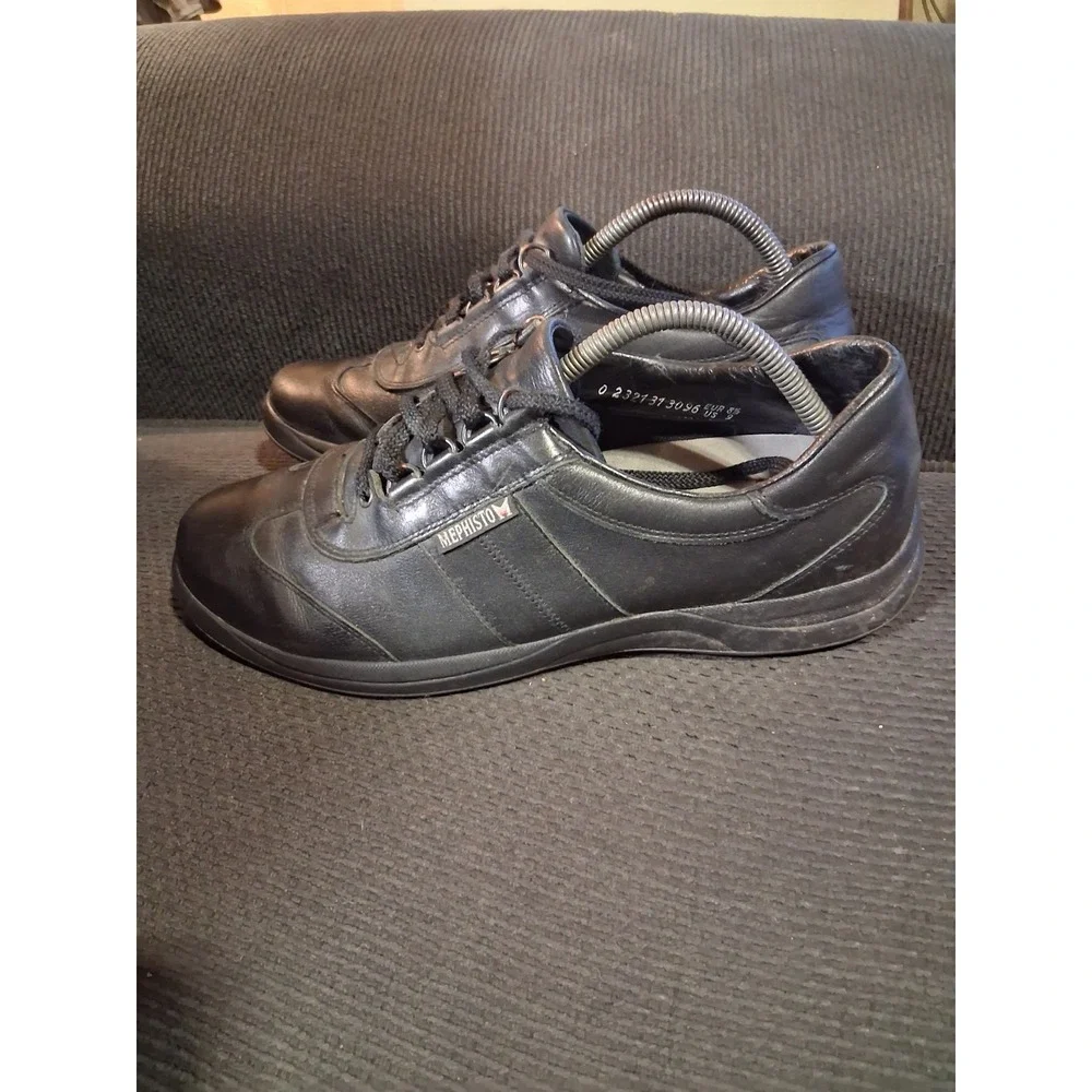 Mephisto Mens‎ Black Leather Lace-Up Shoes Size US 9