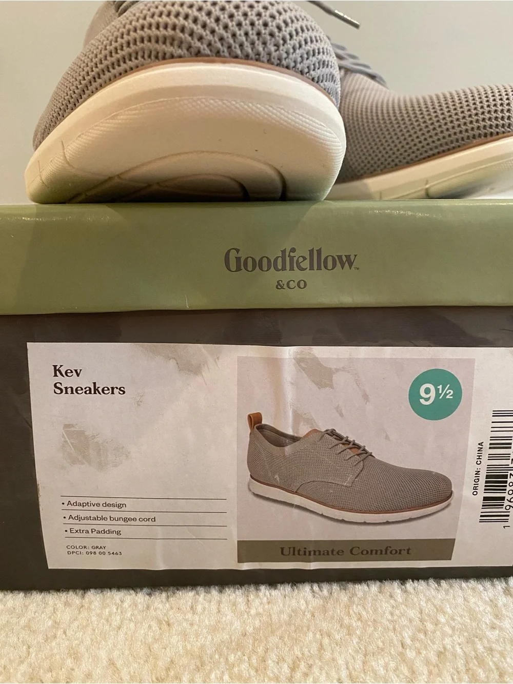 Goodfellow & Co Men’s Light Gray Knit Sneakers with Tan Accents