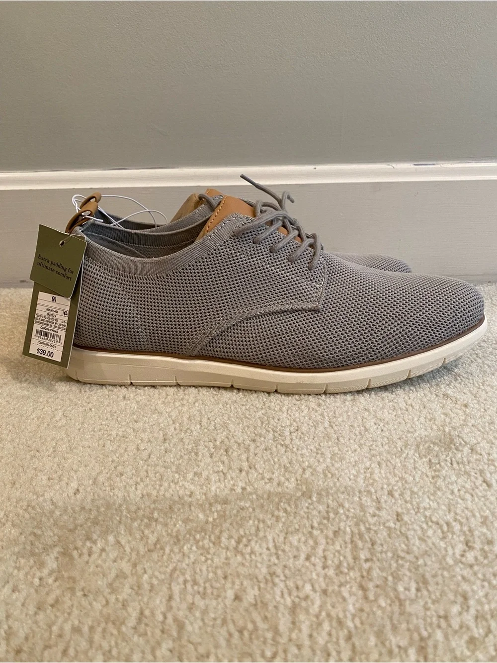 Goodfellow & Co Men’s Light Gray Knit Sneakers with Tan Accents