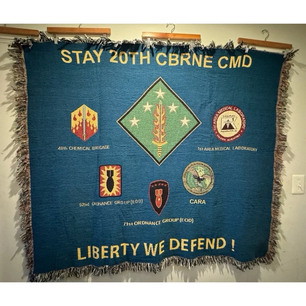 Vintage Military‎ 20th CNRNE CMD Units Woven Tapestry Blanket 50x60 Inches
