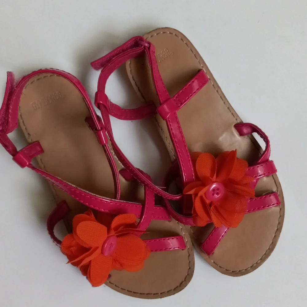 GYMBOREE PINK ORANGE FLOWER SANDALS