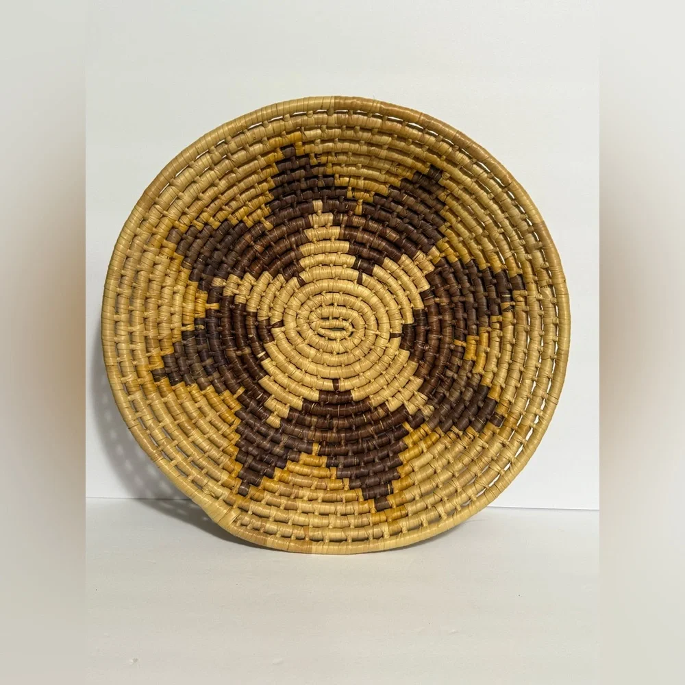 African Coil Swirl Designed Wall Basket Bowl~One Of A Kind~Unique Art Vintage