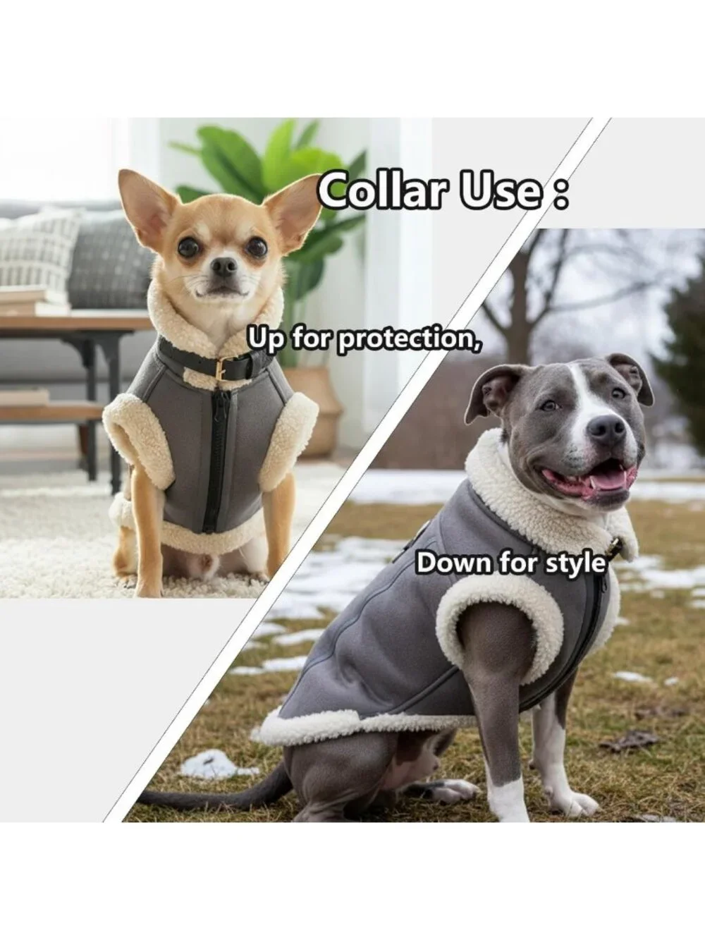 Stylish Retro Aviator Dog Jacket with Sherpa Lining, Faux Leather Winter Coat