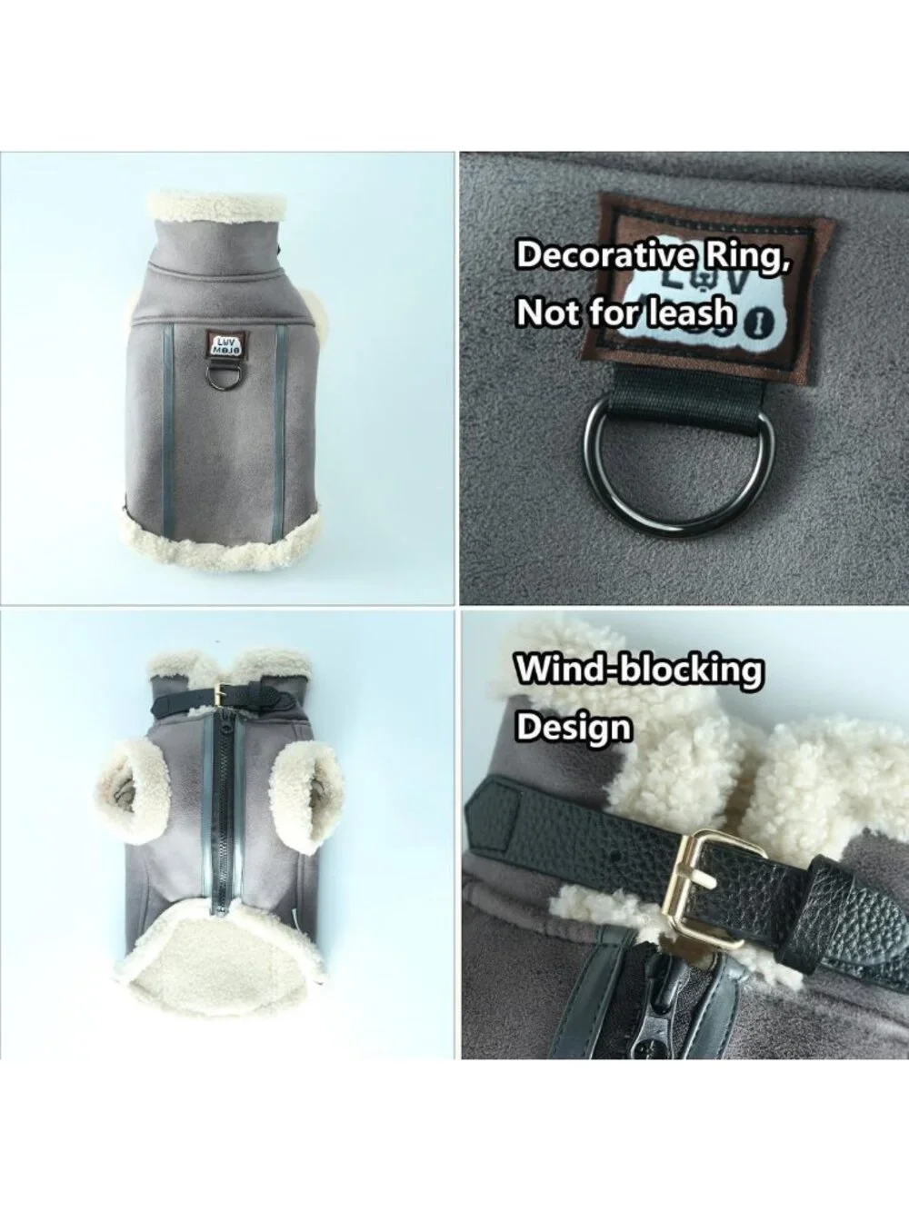 Stylish Retro Aviator Dog Jacket with Sherpa Lining, Faux Leather Winter Coat