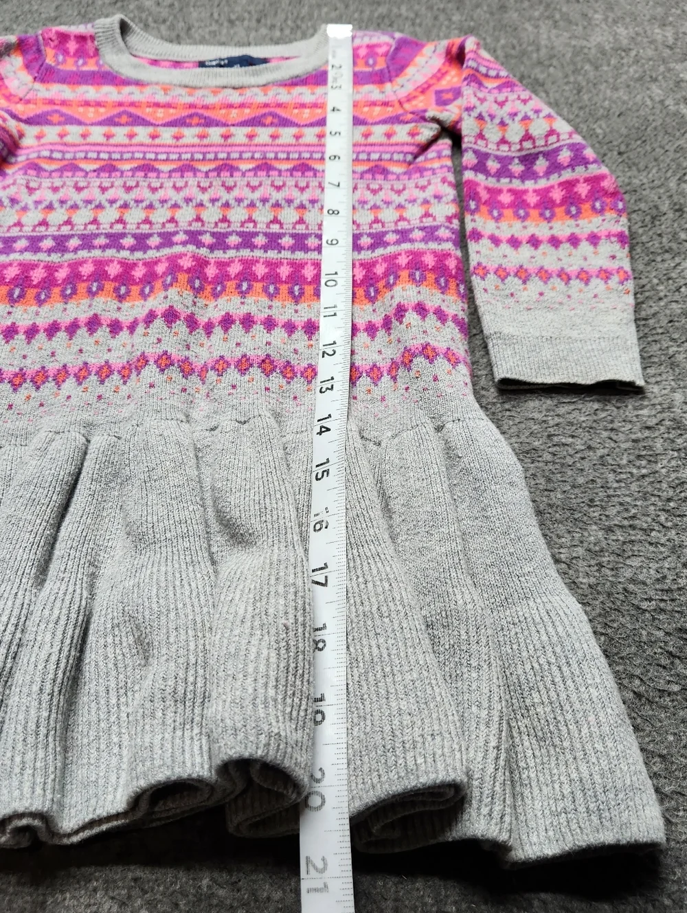 Gap Kids Fair‎ Isle Sweater Dress Girls XS 4 5 Pink Gray Knit