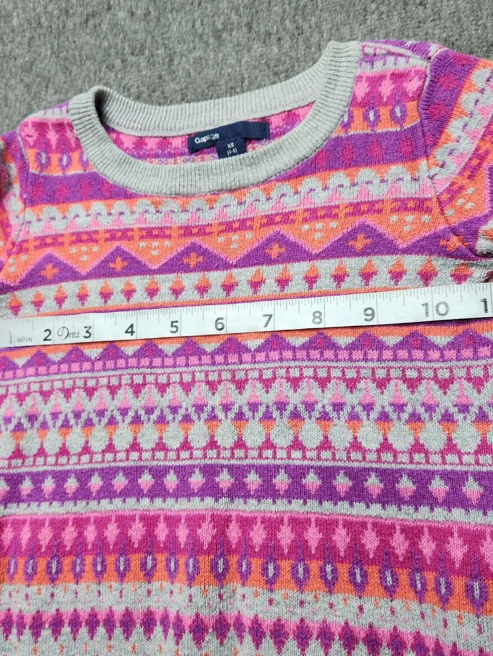 Gap Kids Fair‎ Isle Sweater Dress Girls XS 4 5 Pink Gray Knit