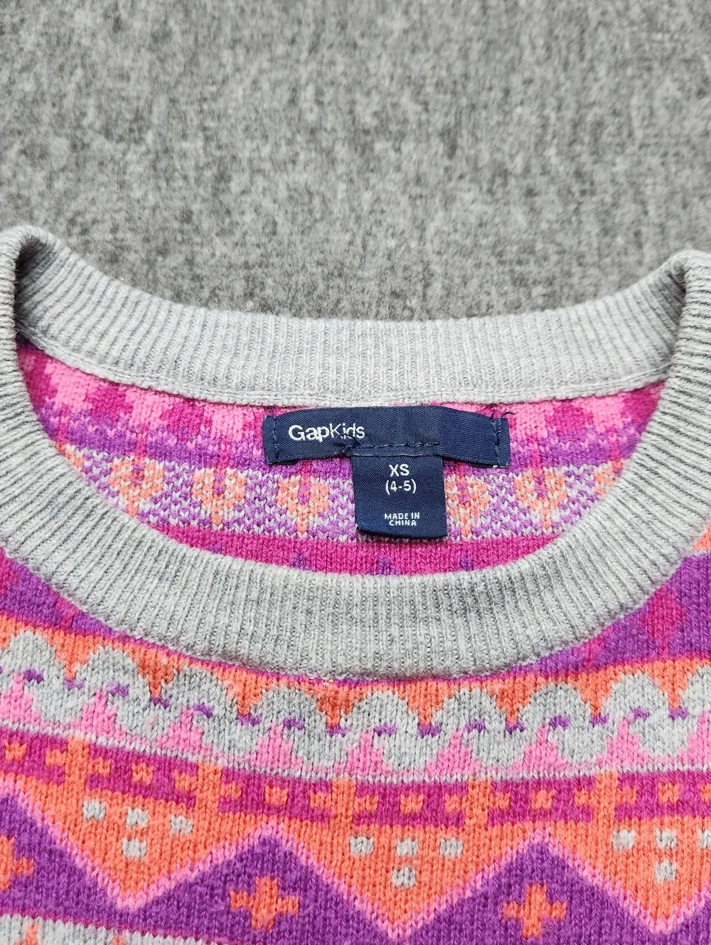 Gap Kids Fair‎ Isle Sweater Dress Girls XS 4 5 Pink Gray Knit