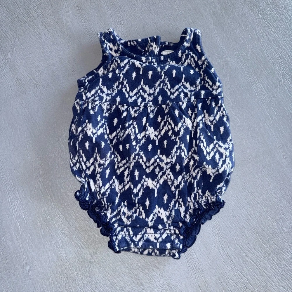 Old Navy Blue‎ and White Baby Romper