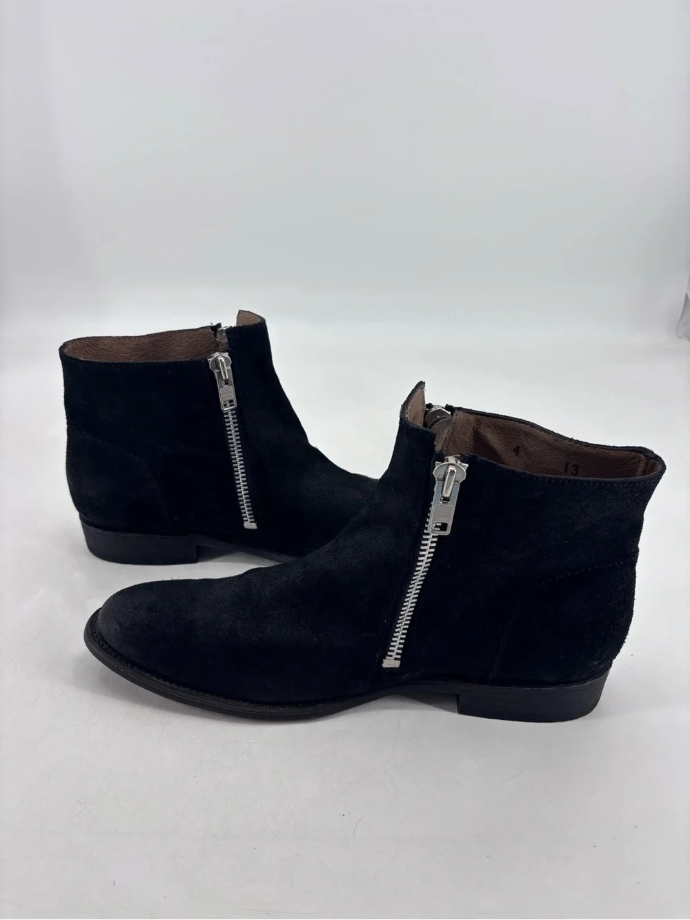 Dolce Vita J.D. Fisk Genuine Suede Leather Hipster Zippered Moto Ankle Boots