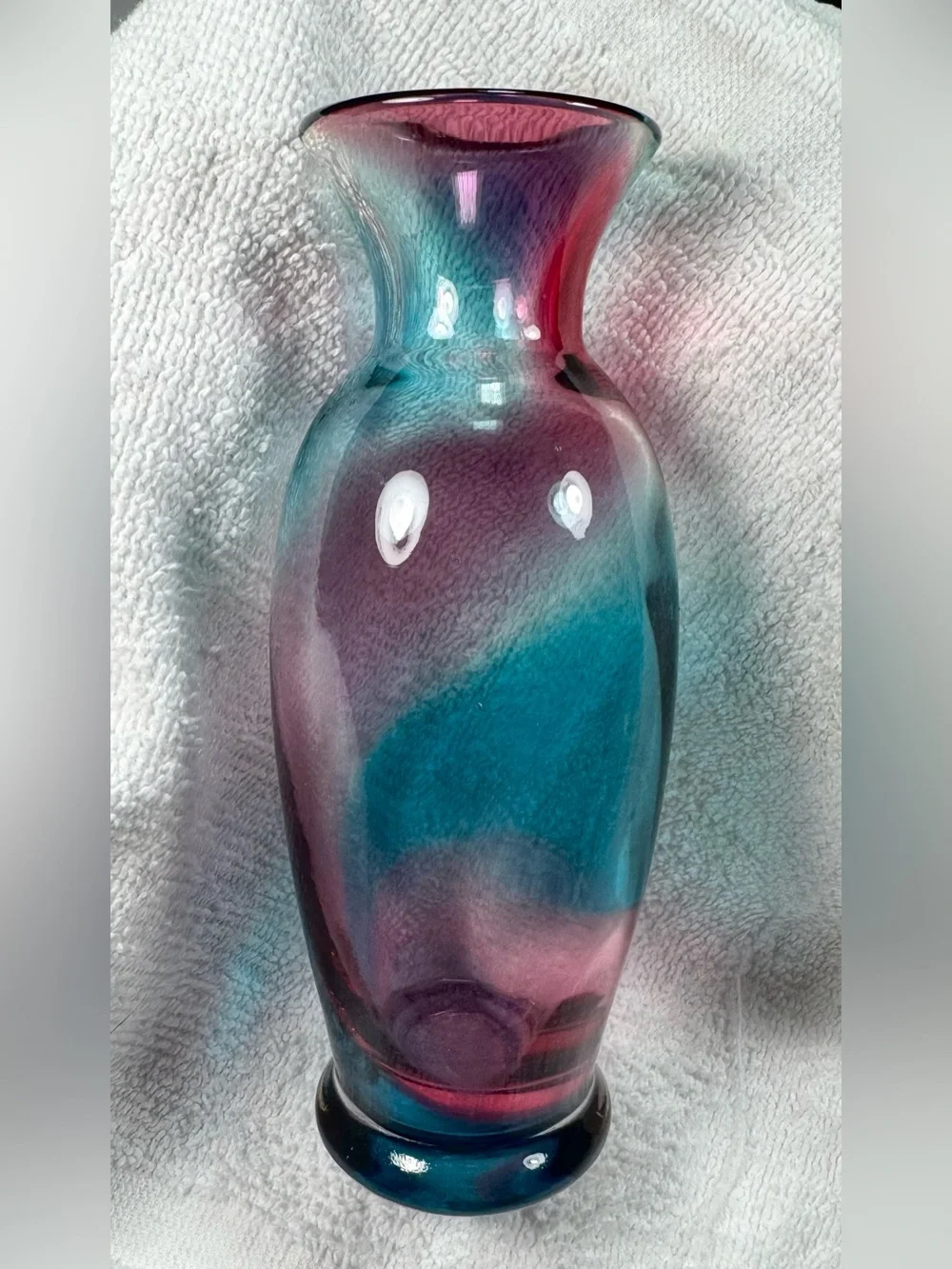Vintage Lefton (?) Blue Pink Cotton Candy Vase Mid Century Modern 6.5
