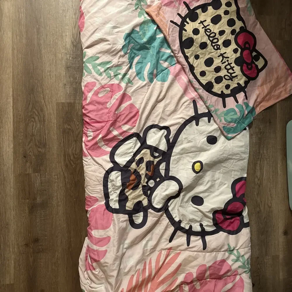 Rare Hello Kitty Comforter With Pillow Case 64x84 Double Sided Full Reversible