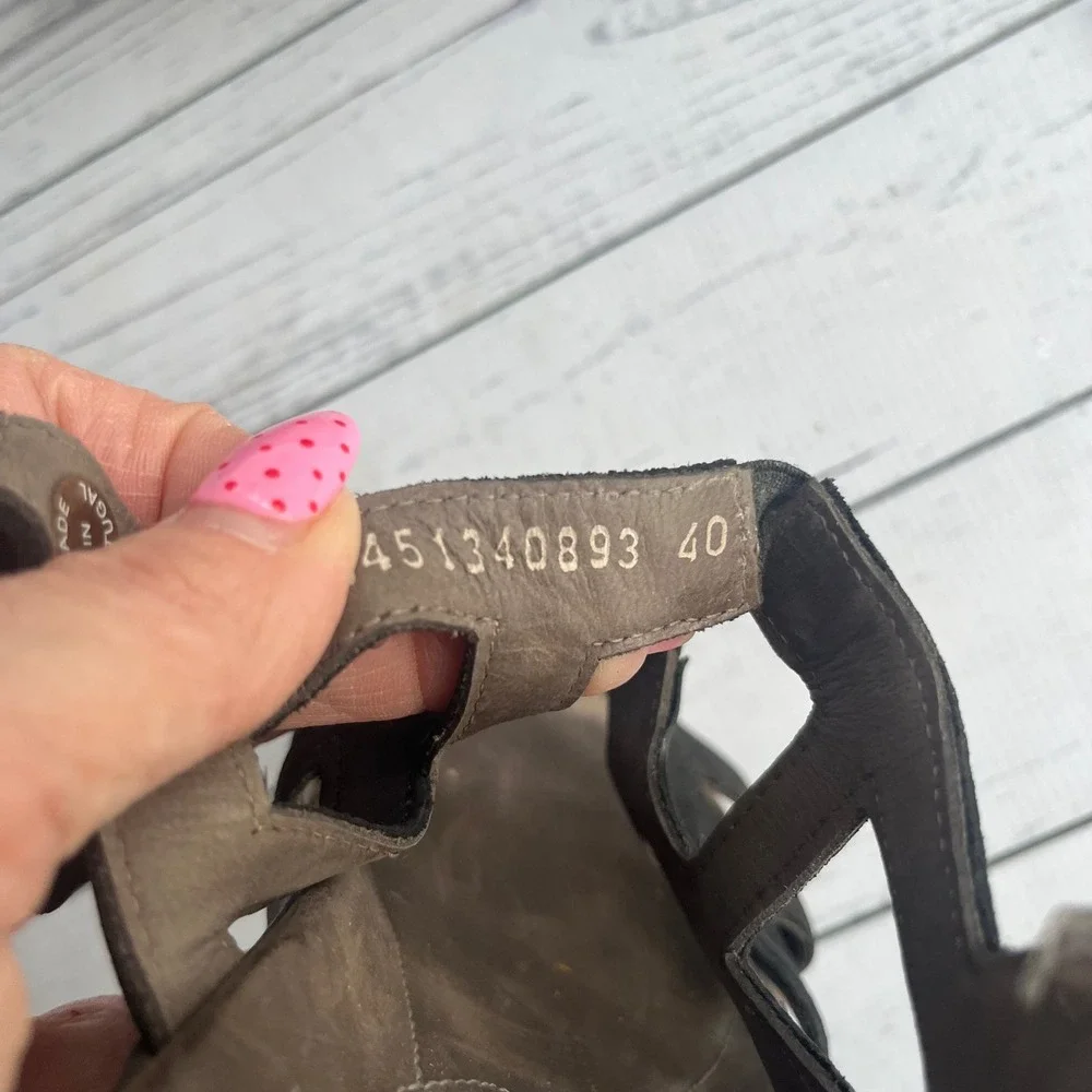 Mephisto Black‎ Portugal Nubuck Leather Strappy Wedge Sandals EU 40 US 9-9.5