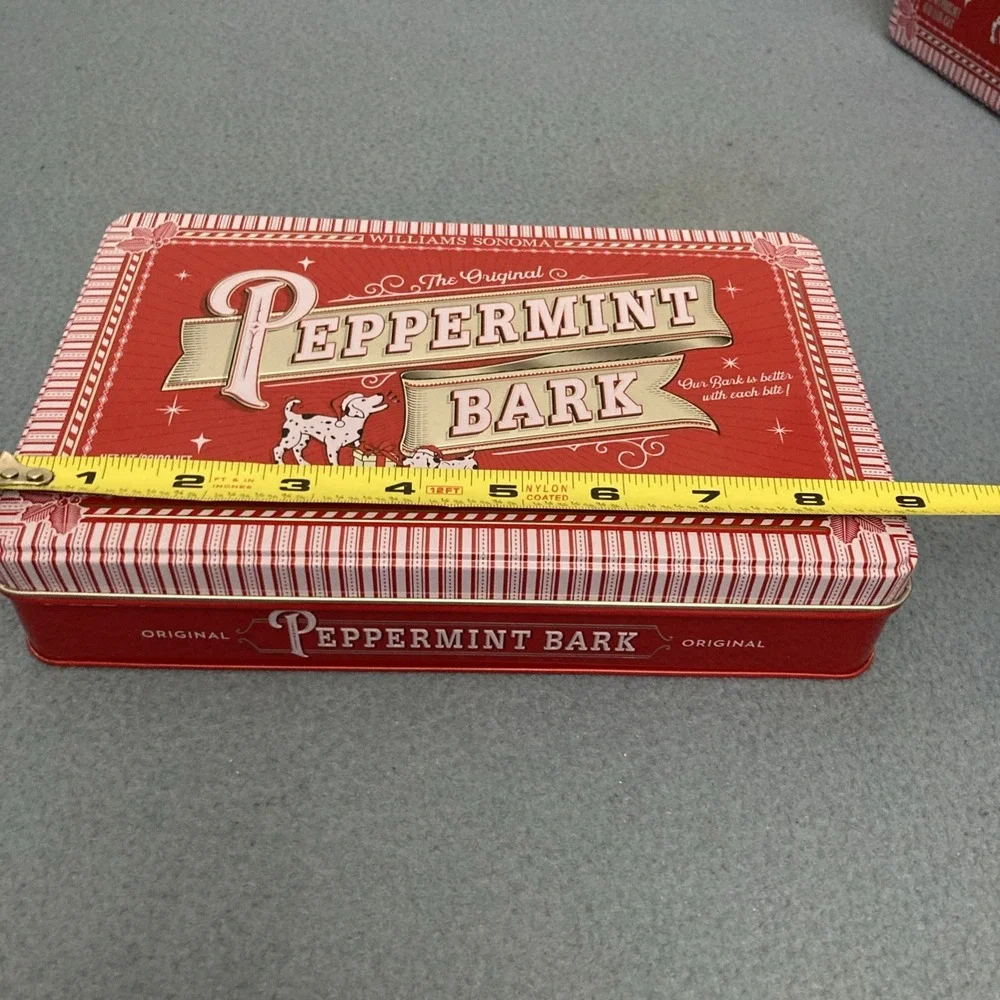 Williams Sonama Peppermint Bark 1 lb/16 oz Tins (Empty) from 2024 - Set‎ of 2