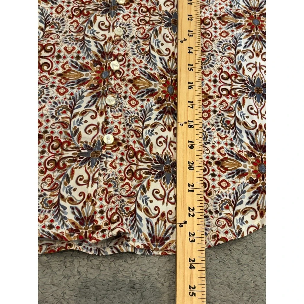Loft Blouse Womens XS Paisley Ruffle Collar V Neck Long Sleeve Boho Multicolor