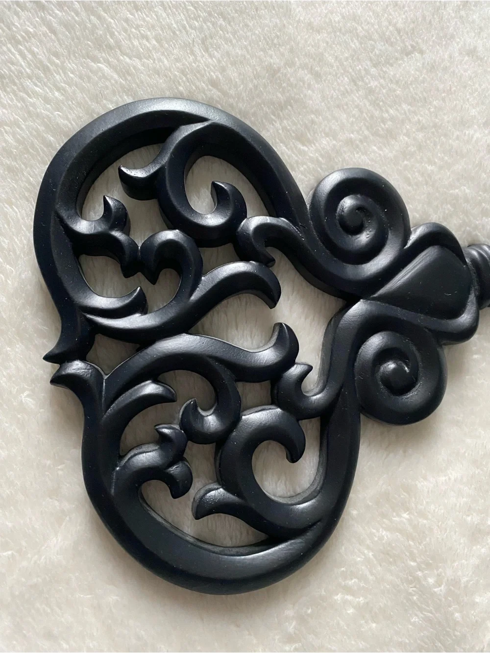 Key Wall Hanging Wood Art Black Ornate Decor