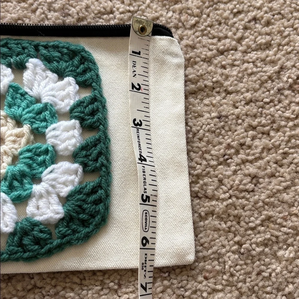 Handcrafted Crochet Cosmetic Bag - Pink, Green, and Cream