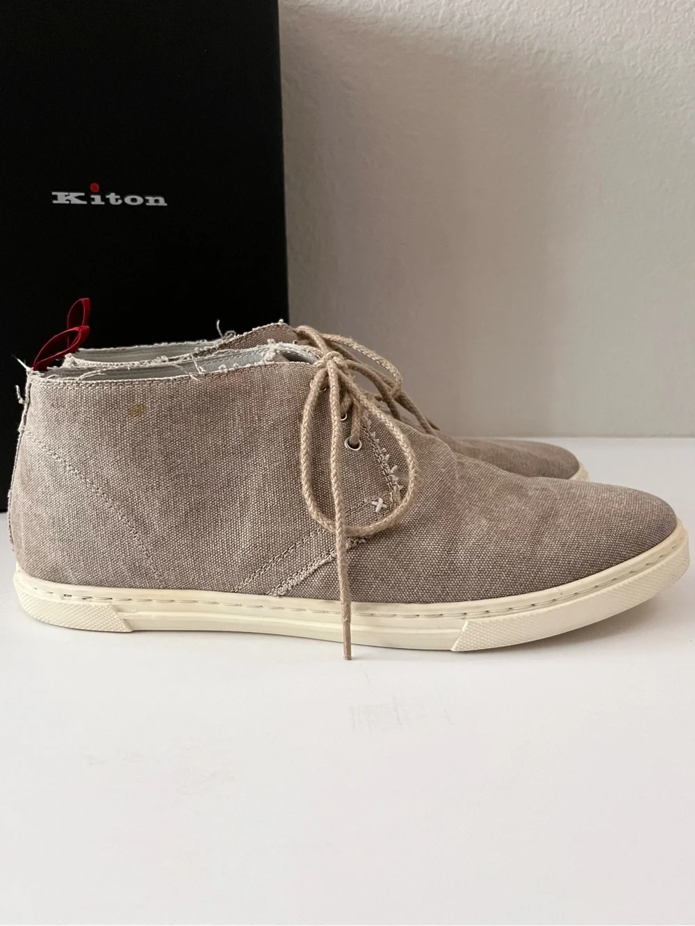 Kiton linen lace up chukka sneakers