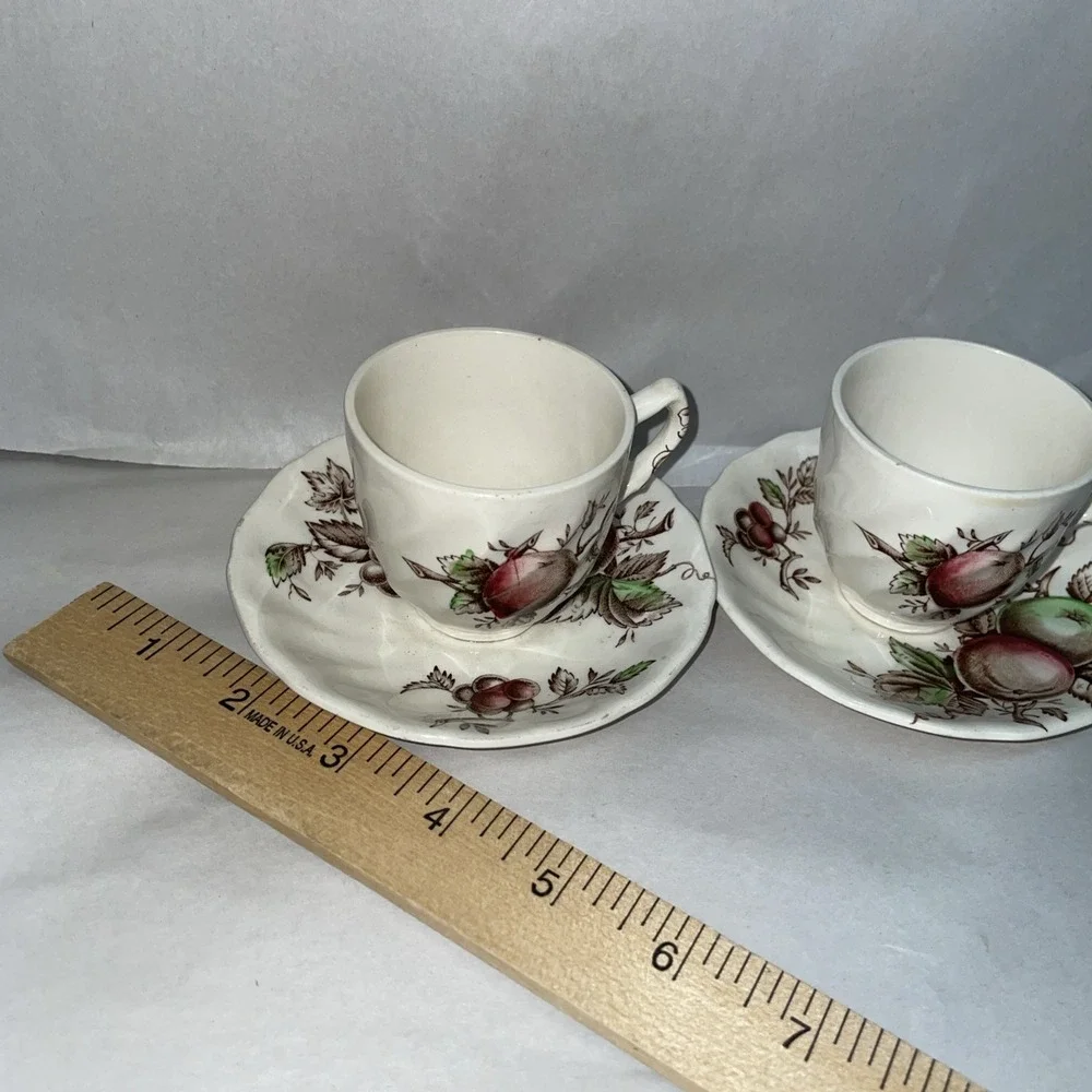 2 DemiTasse Cups & Saucers By Johnson Bros England Harvest Time Very Rare