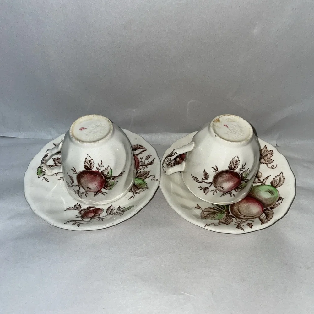 2 DemiTasse Cups & Saucers By Johnson Bros England Harvest Time Very Rare