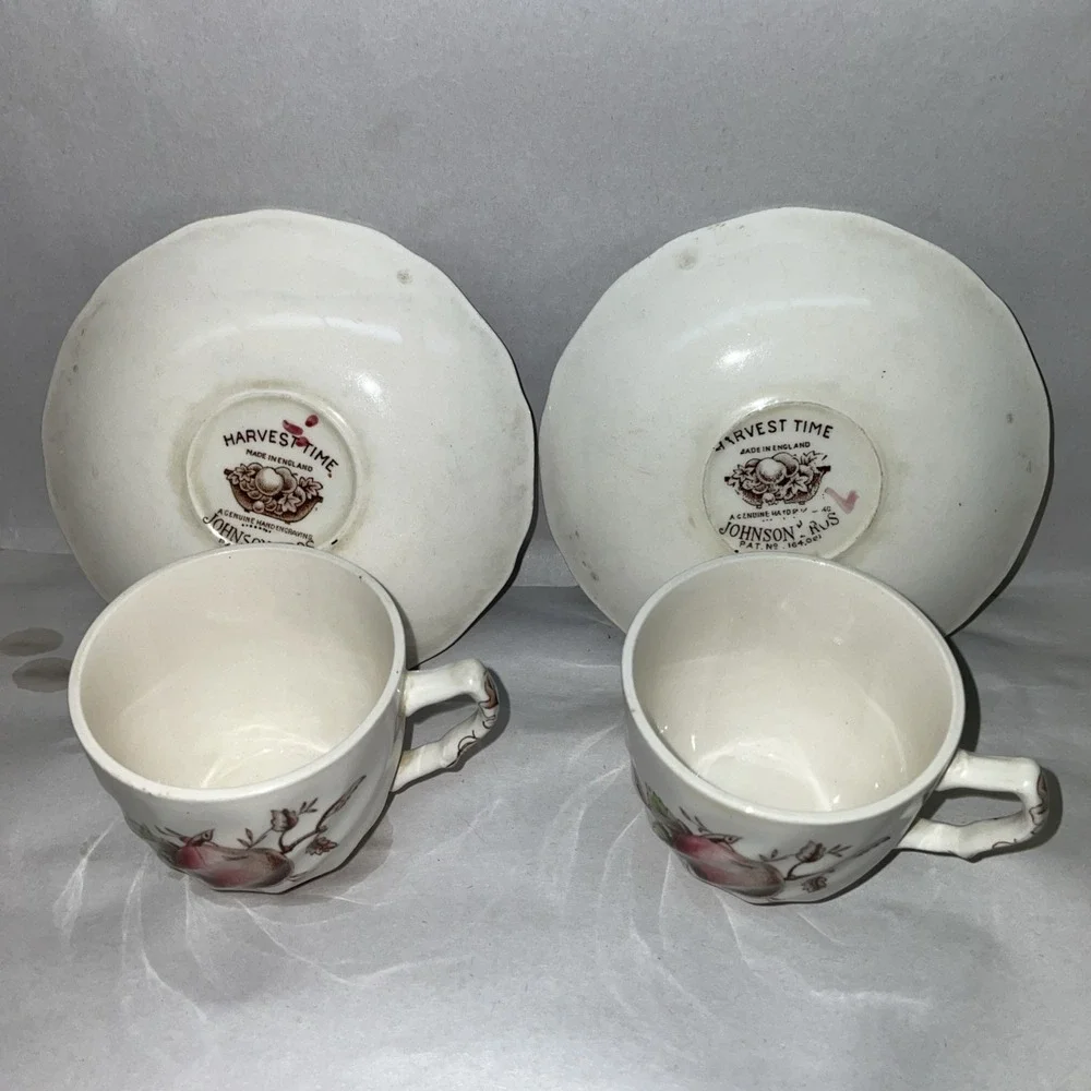2 DemiTasse Cups & Saucers By Johnson Bros England Harvest Time Very Rare