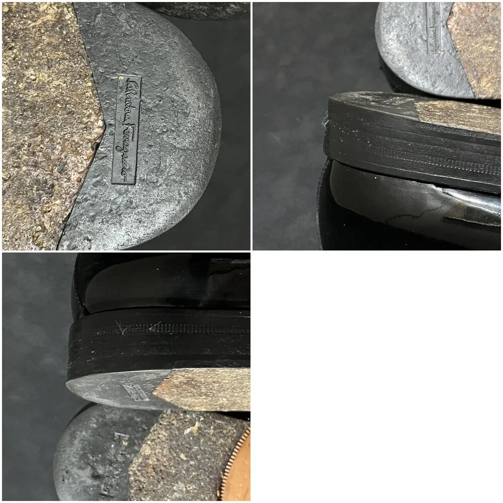 Salvatore Ferragamo Patent Leather Shoes Mens Size 10 Black Opera Vintage Preppy