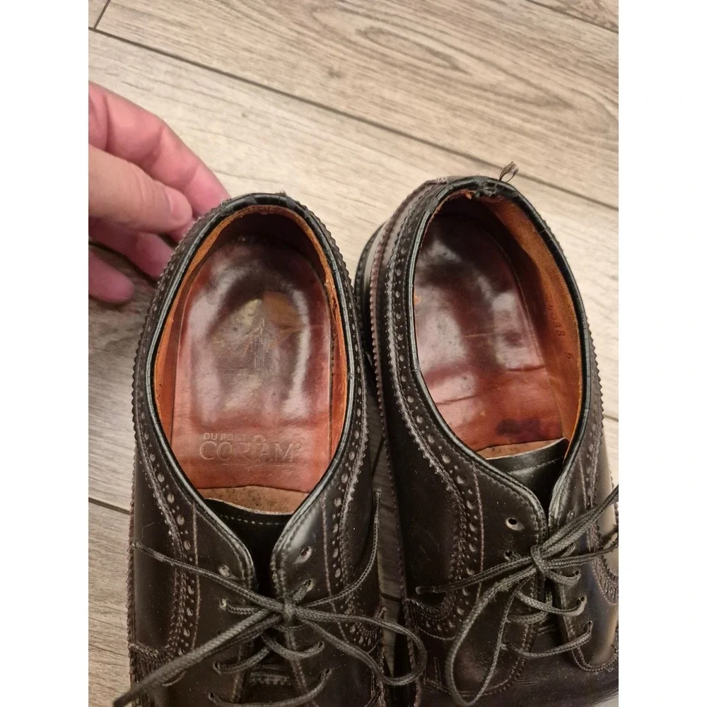 Vintage DuPont Corfam‎ Dark Brown Wingtip Oxford Shell Dress Shoes Mens Sz 11 A