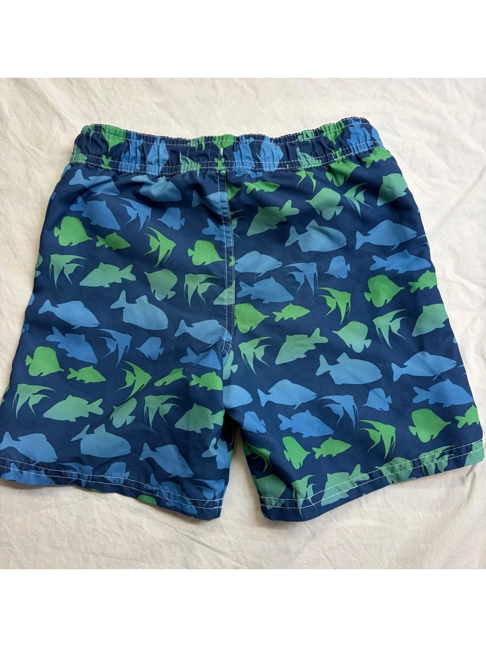 iXtreme Boys 3T Swim Trunks Blue Green Fish Print Mesh Lined Board Shorts