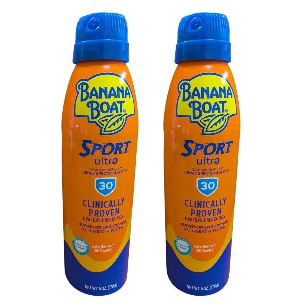Banana Boat Sport Ultra SPF‎ 30 Clear Sunscreen Spray 6 oz Lot of 2 Exp 08/27