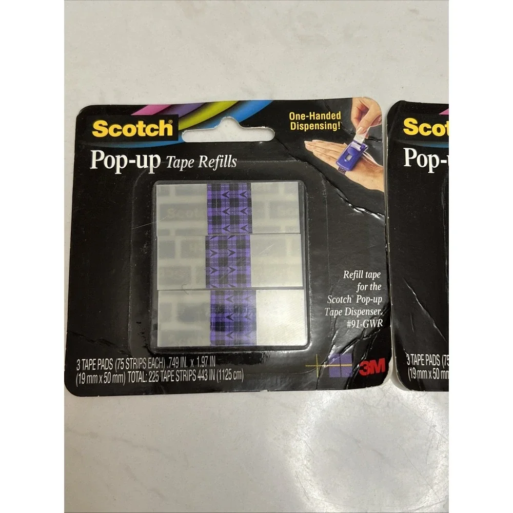2 Scotch Pop-Up Gift Wrap Tape Strip‎ Refills 3 Strips 75 Strips/Pad 225 Total