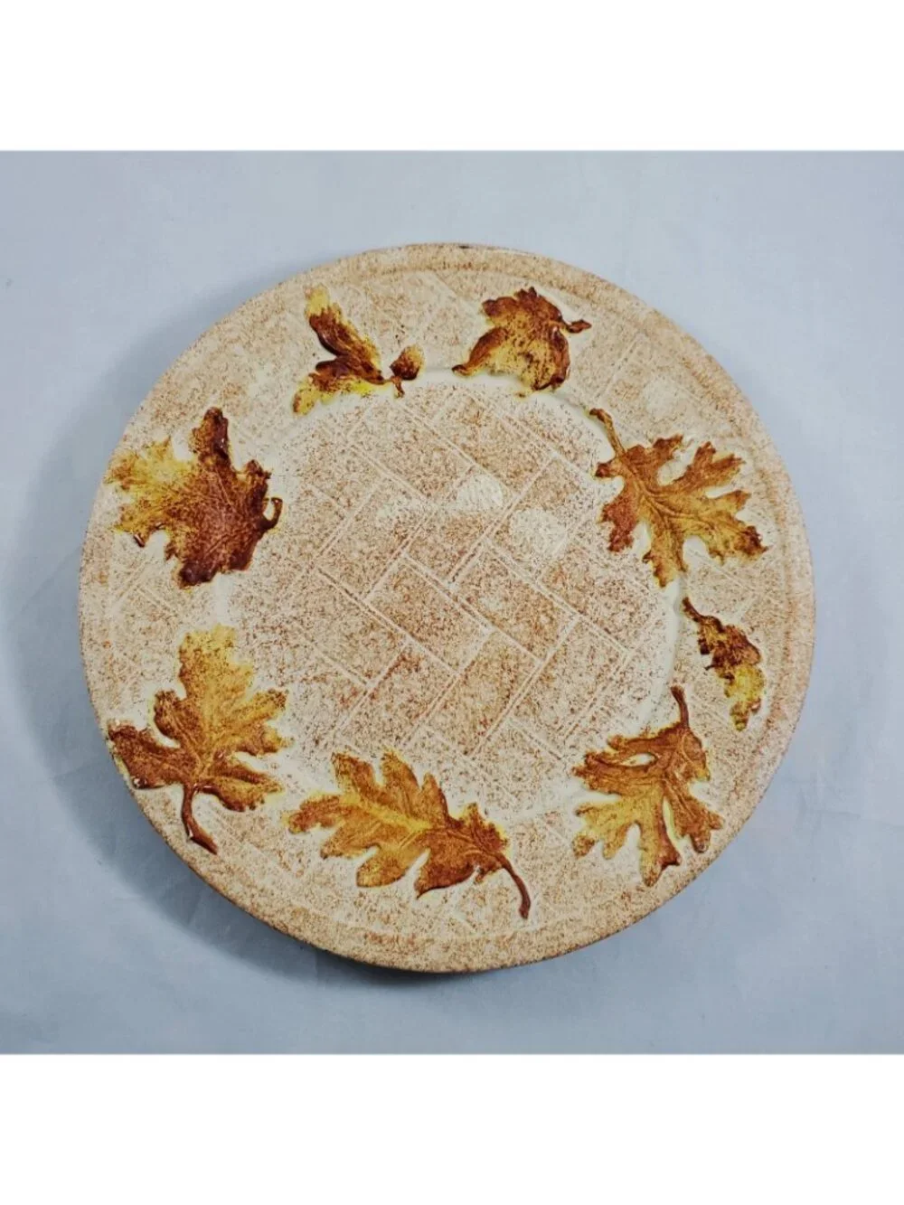 Yankee Candle Fall Autumn Acorn Leaf Cutout Lg Jar Shade Topper Plate Stoneware