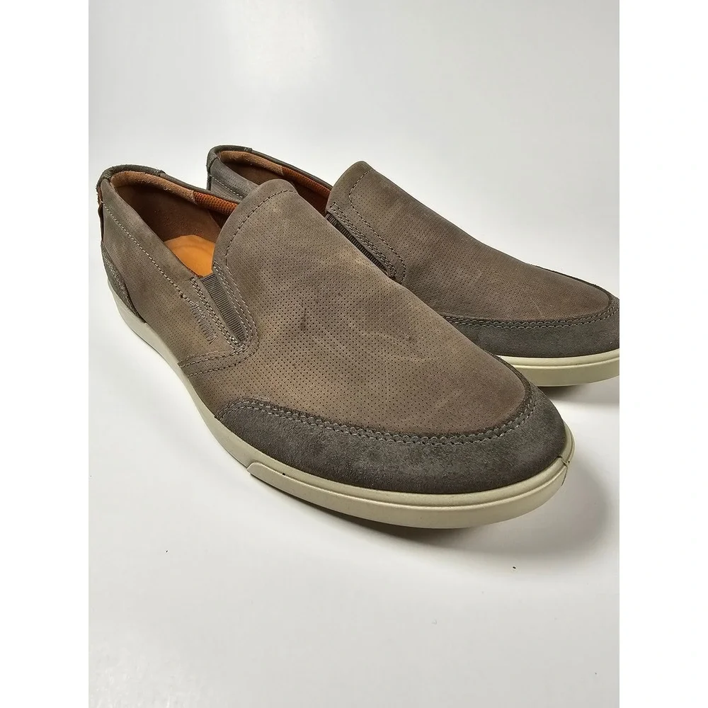 ECCO Kyle Mens Grey Nubuck‎ Leather Perforated Slip On Loafers Size 42