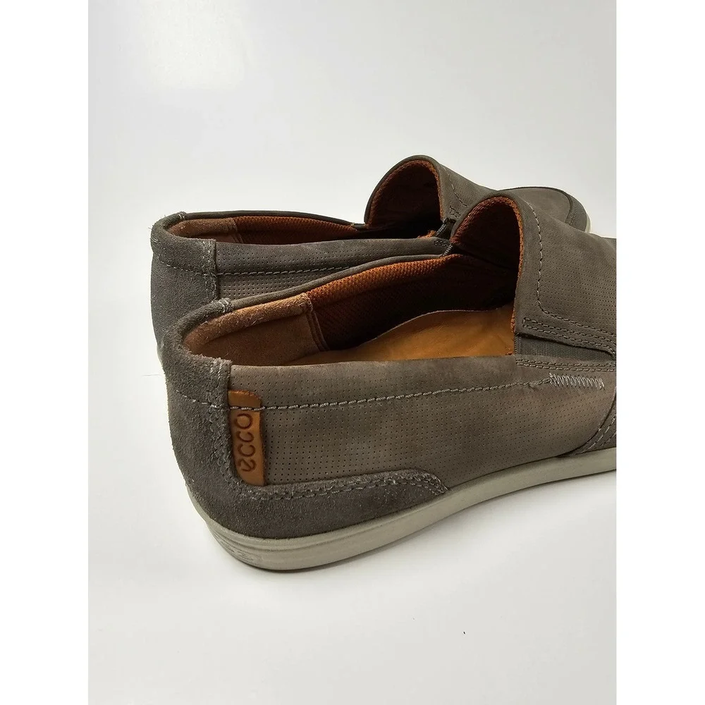 ECCO Kyle Mens Grey Nubuck‎ Leather Perforated Slip On Loafers Size 42