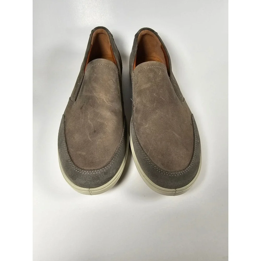 ECCO Kyle Mens Grey Nubuck‎ Leather Perforated Slip On Loafers Size 42