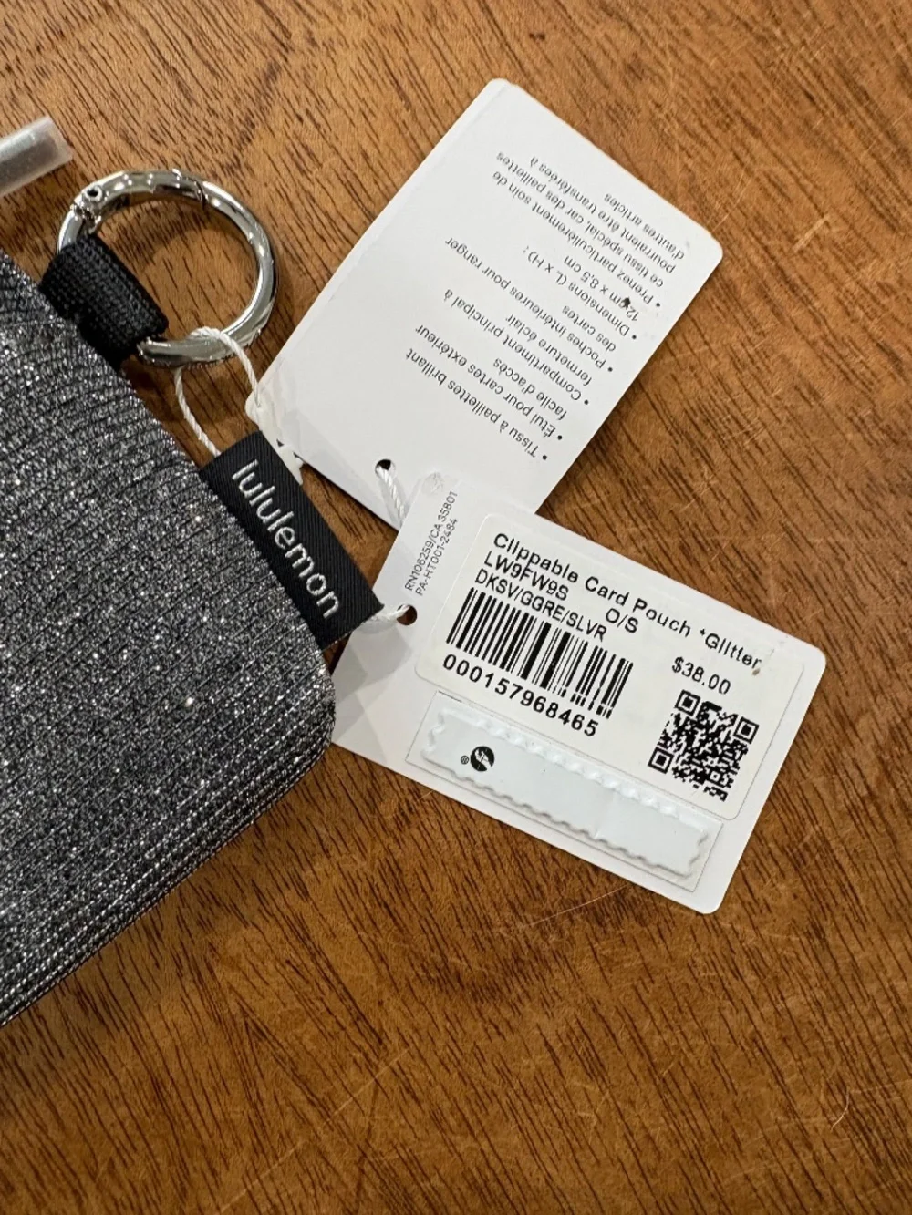 Lululemon Clippable card pouch glitter