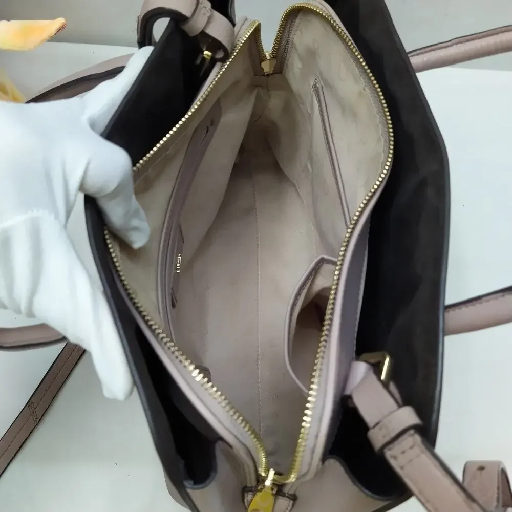 Radley London Gray Leather Double Handles Zipper Closure Satchel Bag