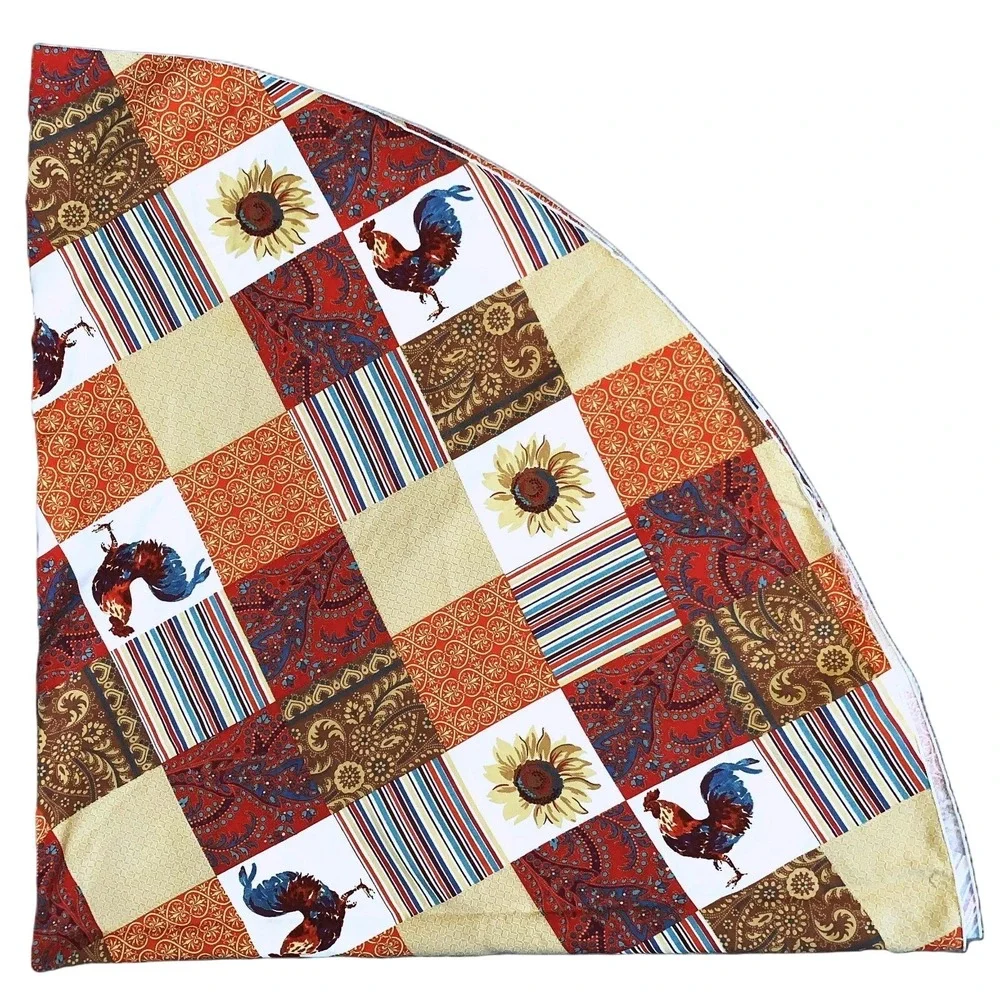 Rooster & Sunflower Patchwork Print Cotton Round Tablecloth 70