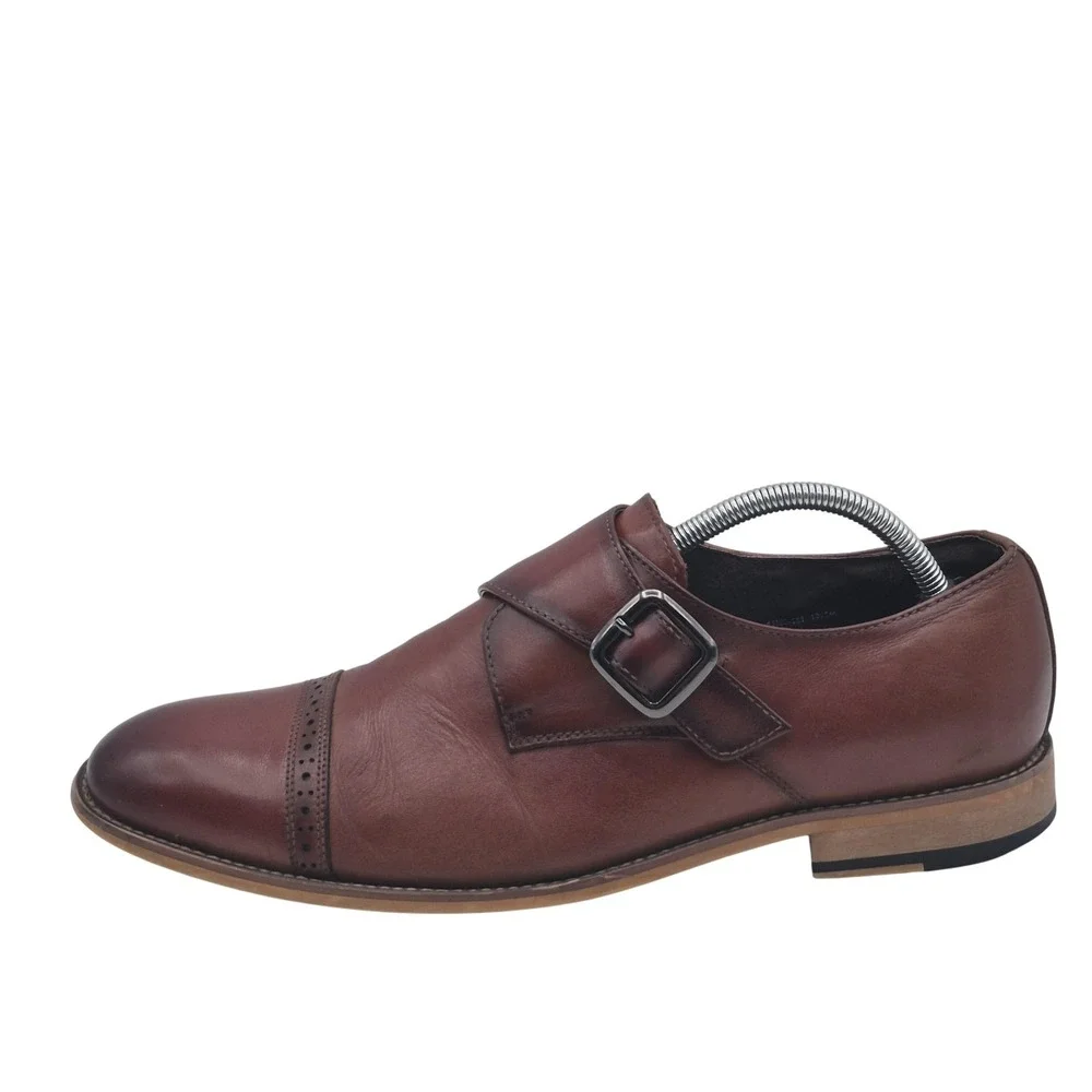 Stacy Adams Shoes Mens Size 10.5 Brown Monk Strap Cap Toe Oxford Dress 25102-221