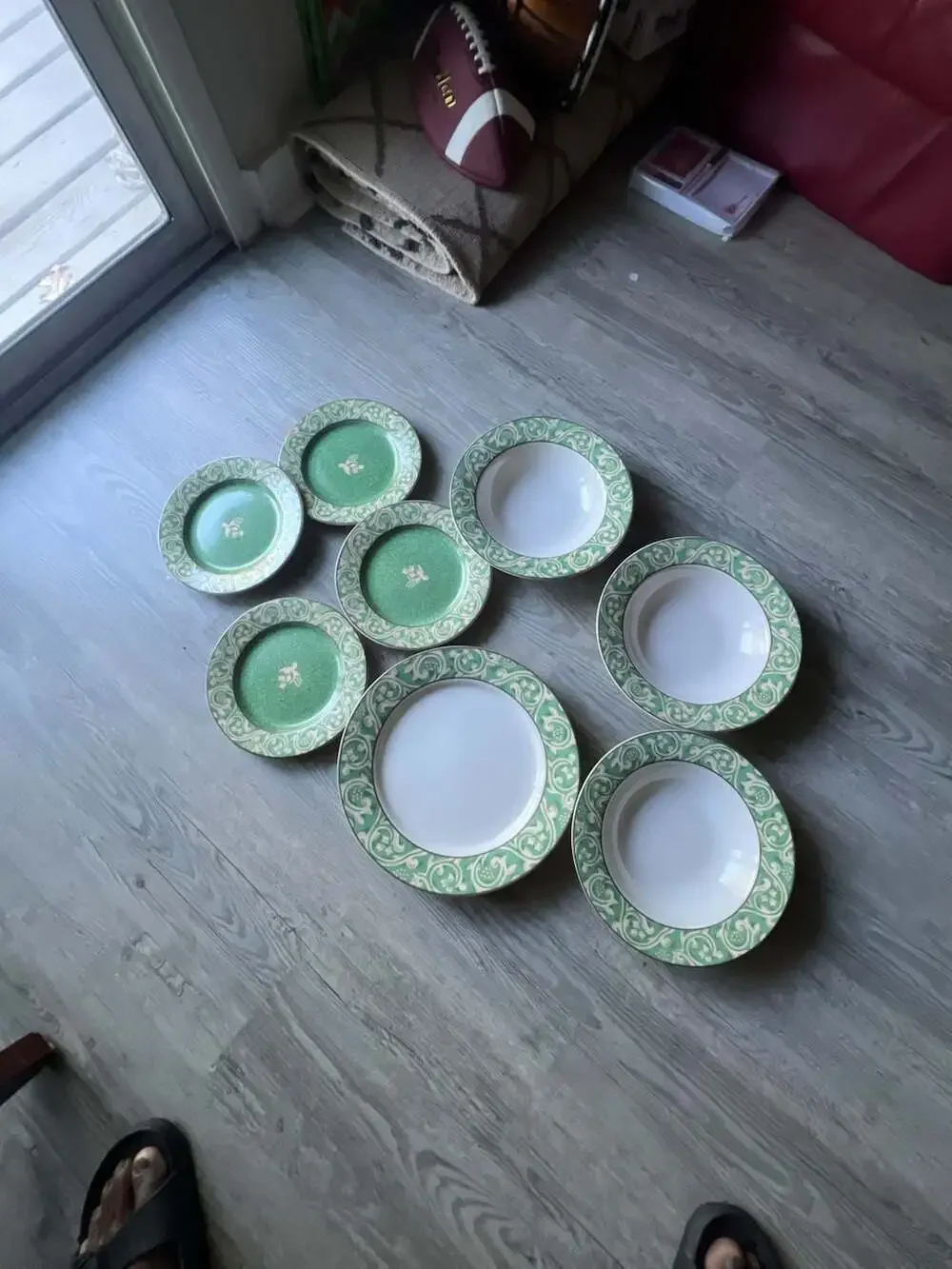Sango Pavillion 4856 Green Scroll Dinnerware Set