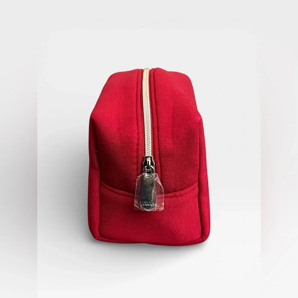 Dior Red Velvet Cosmetic Pouch with‎ Embroidered CD Logo