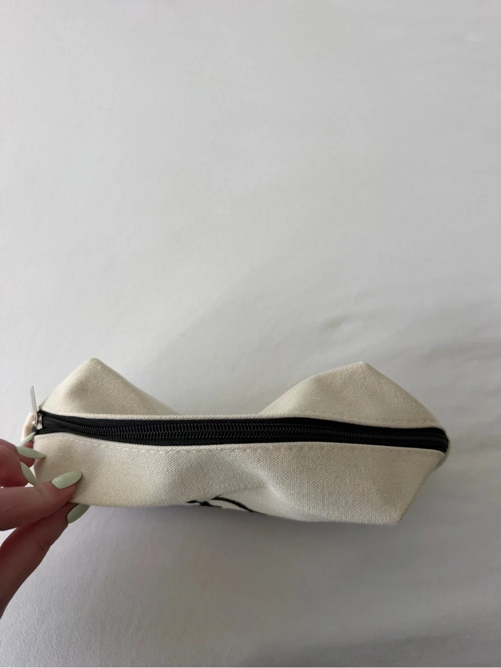 Personalized Canvas Pouch - Cream and Black with Initial K