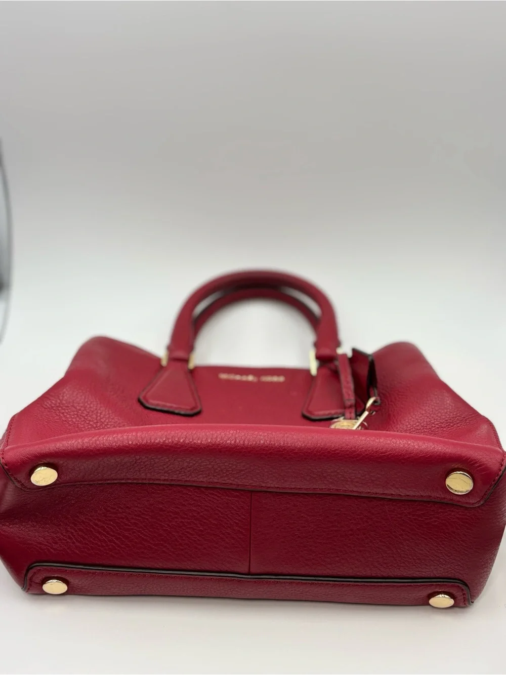 Michael Kors Leather Camille Satchel Cherry Red  with gold‎ hardware