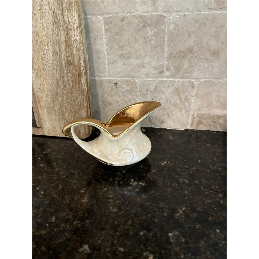 Vintage 1950s Pearl China #70 Iridescent Lusterware 22K Gold Creamer Pitcher