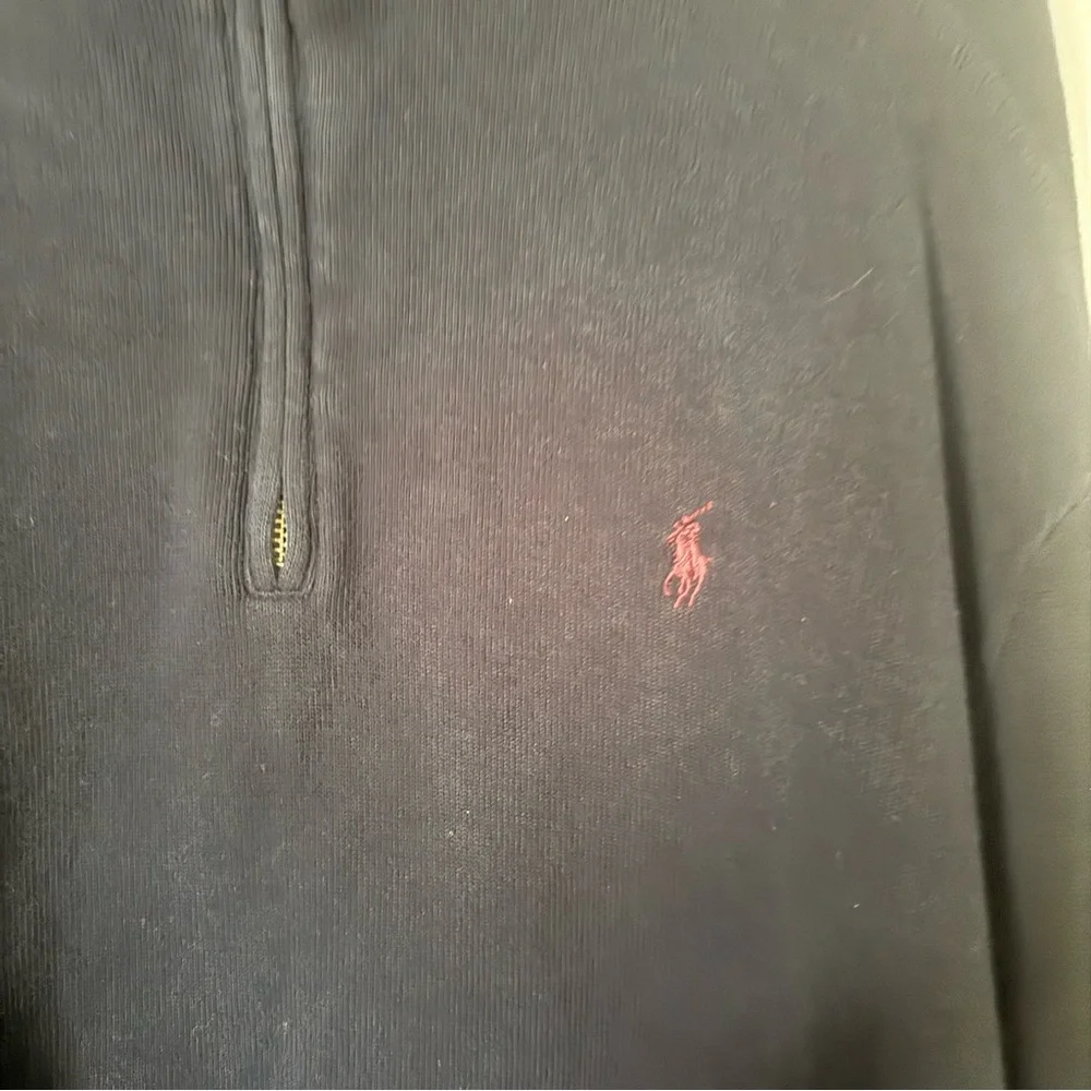 Polo Ralph‎ Lauren Quarter Zip Pullover Sweater Navy XL Cotton Red Pony Logo
